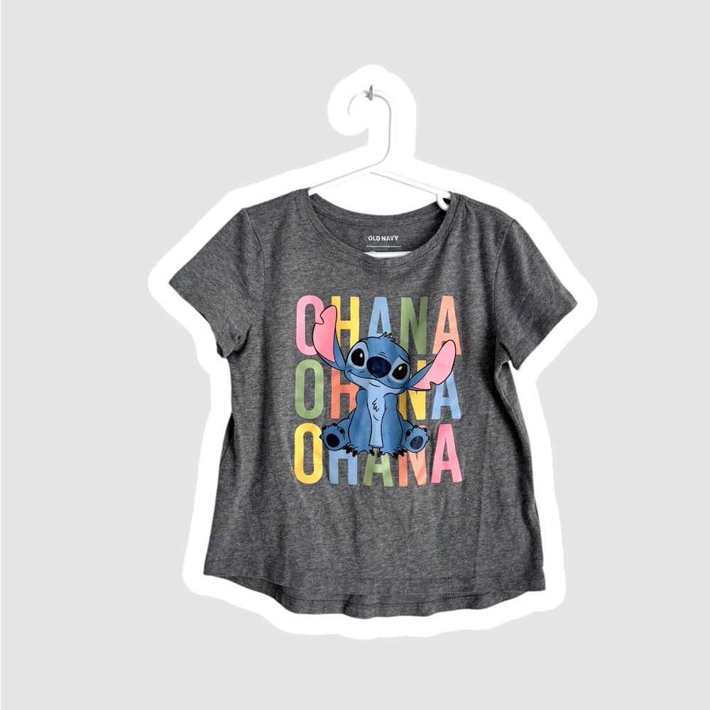 EUC Disney Kids Girls Gray Stitch Graphic T-Shirt small (6-7)